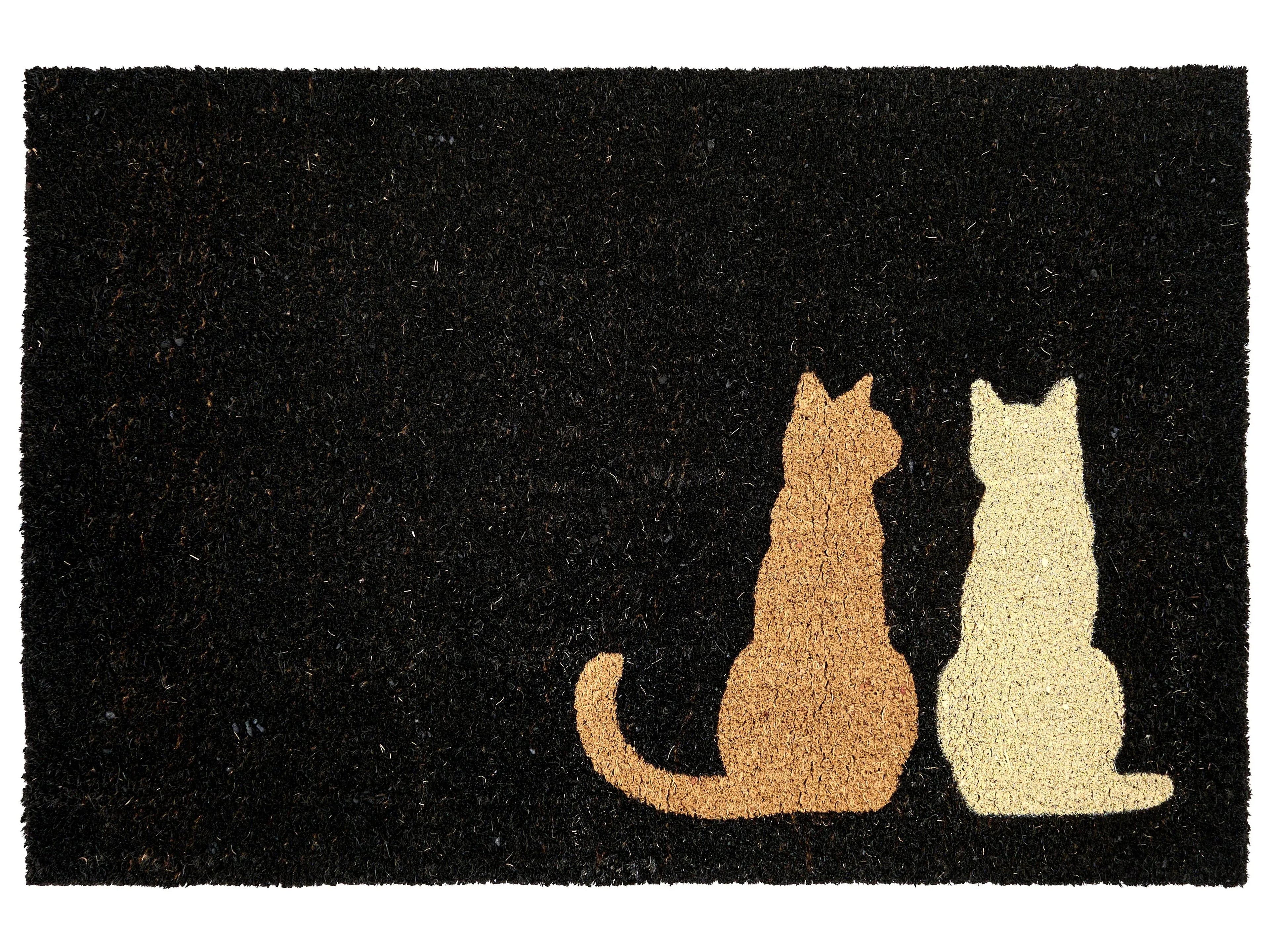 Tappetino da Ingresso NAPALIT Nero 60 x 90 cm Gatto Fibra di Cocco