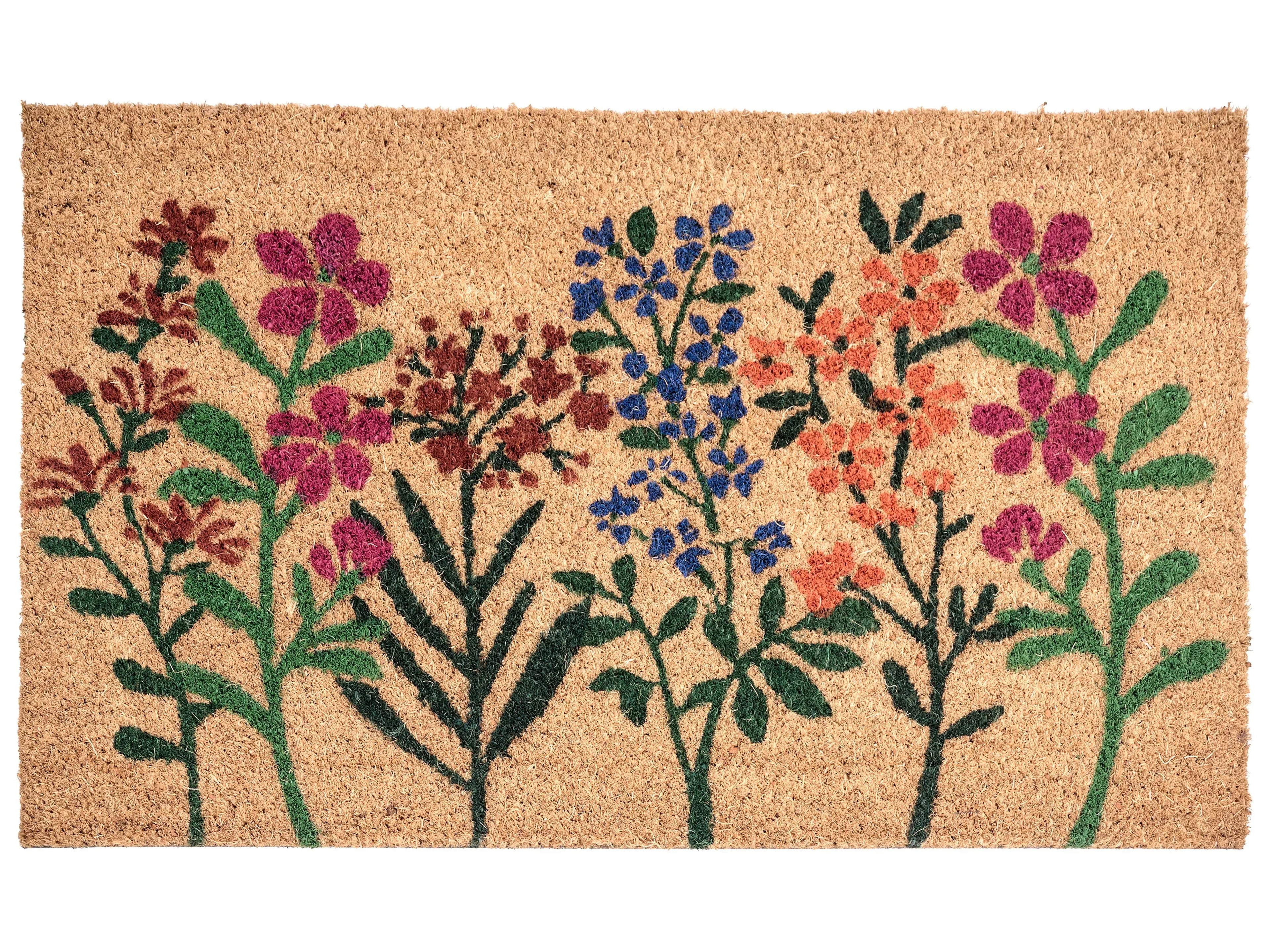 Tappetino da Ingresso TEKKONA Naturale 50 x 80 cm Fiore Fibra di Cocco