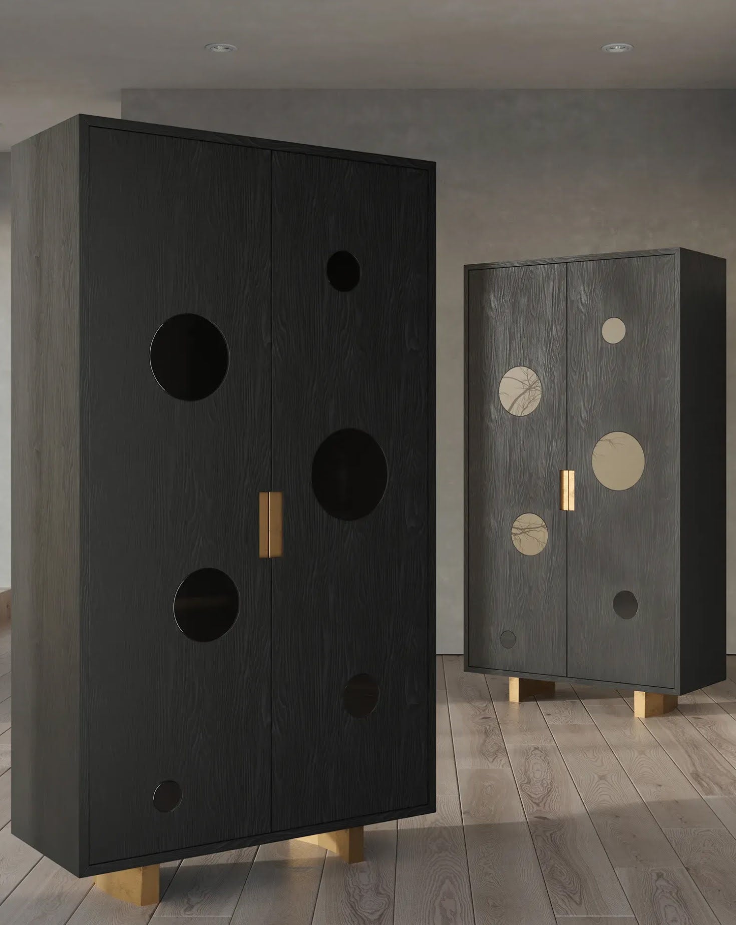 Black and Gold Bar Cabinet