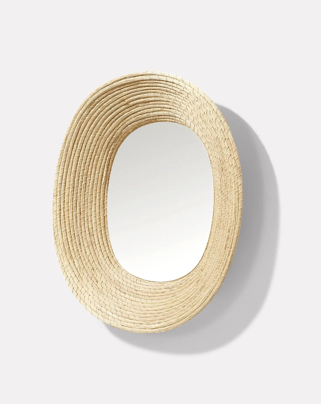 Miroir mural ovale naturel brut