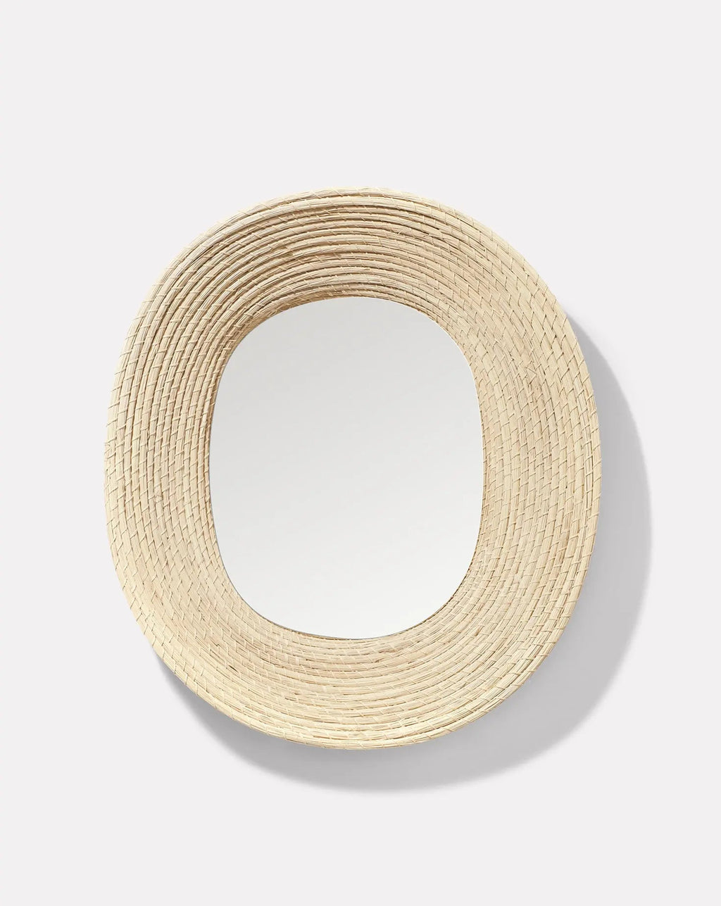 Miroir mural ovale naturel brut