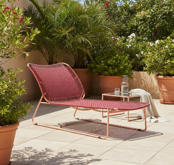 Banquette de jour sable rouge et rose